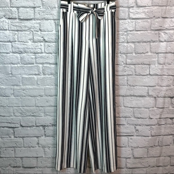 H&M Pants - H&M size 6 palazzo high waist belt striped pants